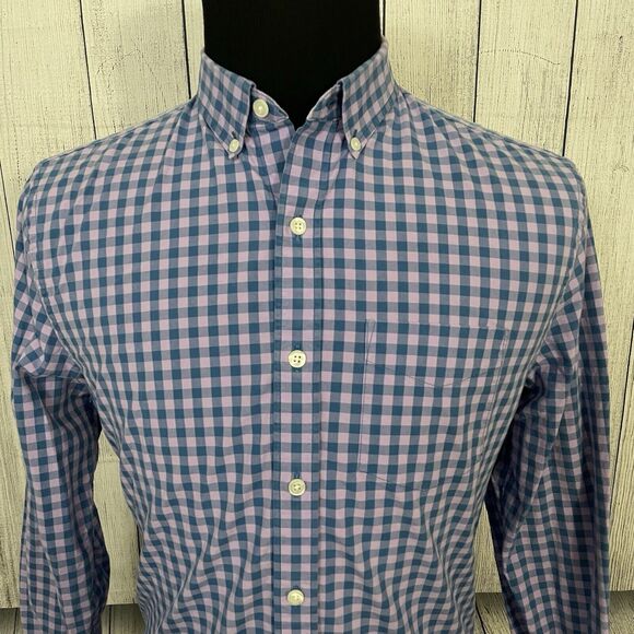 Bonobos Men's Medium Purple / Blue Gingham Standard Long Sleeve Button-Up Shirt - Picture 1 of 6